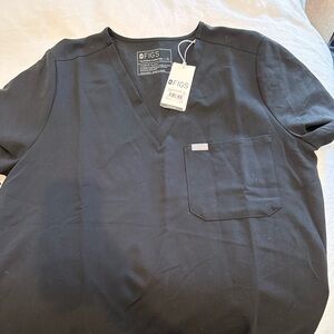 Figs Black Short Sleeve Catarina  one pocket scrub top